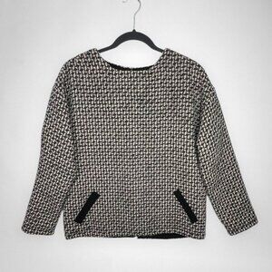 ATELIER CAMILLE 2 Houndstooth Top Black & White Long Sleeve‎ Anthropologie